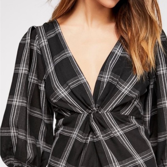 Free People Plaid Black Dress - Picture 2 of 10